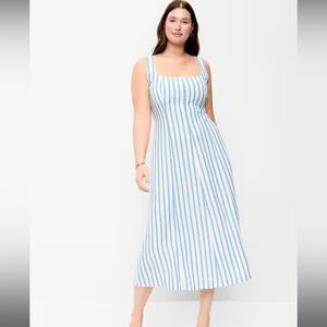 Linen Striped Sleeveless Dress